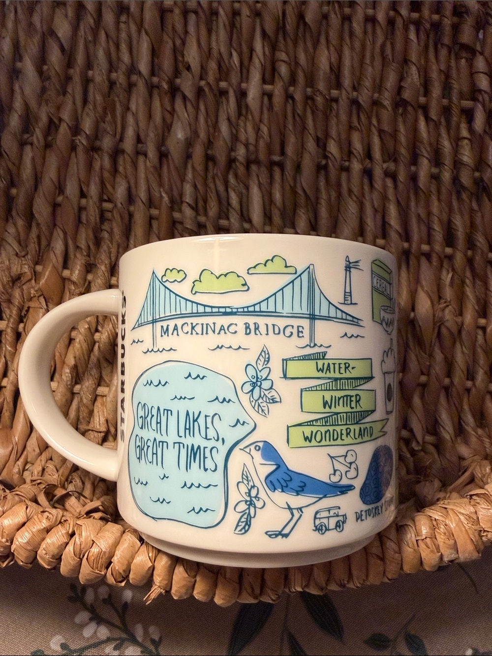 Starbucks Michigan Blue & Green Ceramic Coffee Mug 14oz - Picture 4 of 5